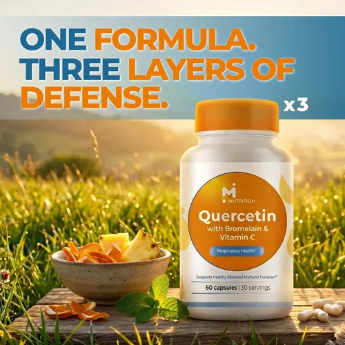 Miniatura 6 de Quercetina con bromelina y vitamina C - Suplemento de 630 mg - Cápsulas de quercetina y bromelina de alta potencia para apoyo inmunológico, salud