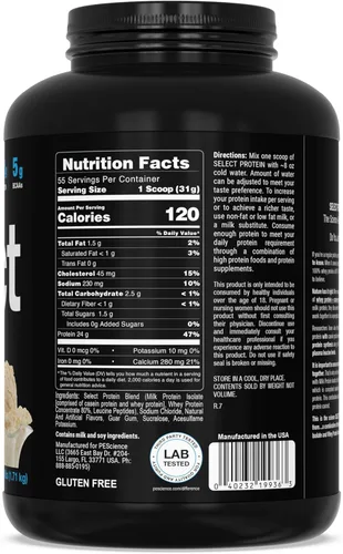 Miniatura 7 de PEScience Select Protein Powder, mezcla de suero y caseína, proteína limpia en polvo para mujeres y hombres, baja en calorías, baja
