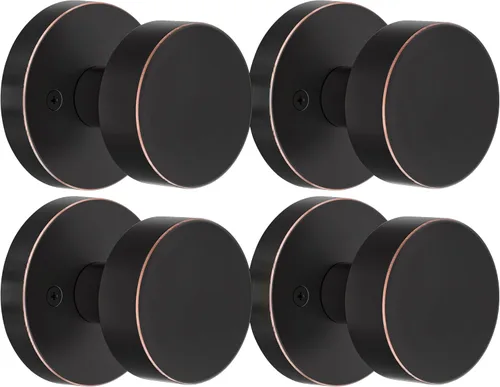 Miniatura 24 de Paquete de 4 perillas falsas interiores negras, perillas de puerta negras mate para puertas plegables de armario, manija de puerta redonda moderna
