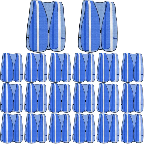 Haysandy 20 piezas de chaleco de seguridad reflectante de alta visibilidad, tiras de malla de neón, tamaño universal para hombres al aire libre Azul