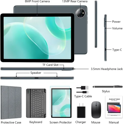 Miniatura 8 de ANTEMPER Tablet Android de 10 pulgadas, tabletas celulares 4G, Octa-Core, 128 GB de almacenamiento + 14 GB de RAM/1 TB expandible, WiFi 5G, batería