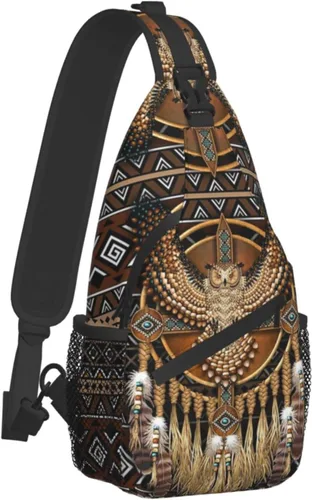 Miniatura 2 de Linda bolsa bandolera de estilo nativo americano, bolsa cruzada en el pecho, mochila casual india para mujeres y hombres