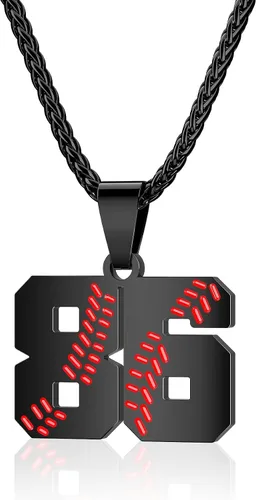 Miniatura 31 de Collar con número de béisbol para niños 00-99, collar con número de camiseta de béisbol de acero inoxidable, colgante personalizado, regalo