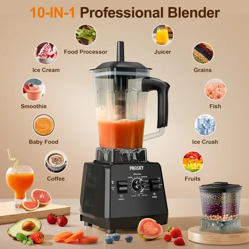 Miniatura 3 de Batidoras para cocina, licuadora de batidos, 2400 W/1000 W Prasky Blender & Grinder Combo, 25,000 RPM de alta velocidad, procesador de alimentos sin