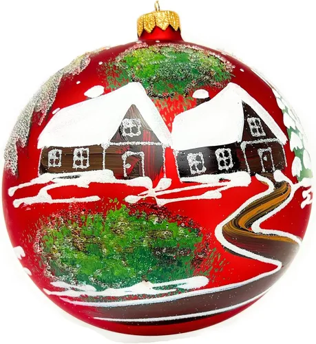 Miniatura 11 de Adorno de Navidad de Polish Gallery, Explosión Invernal, Bola de Vidrio Soplado (Oro, 6-pulgadas Ø/150mm)