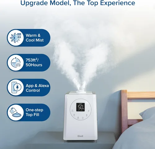 Miniatura 3 de LEVOIT LV600S Humidificadores inteligentes de niebla cálida y fría y almohadillas aromáticas, paquete de 16, filtros de repuesto para humidificador
