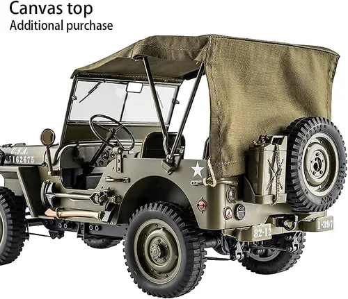 Miniatura 5 de FMS RocHobby - Vehículo RC 1/12 1941 MB Scaler Willys Jeep Control Remoto Crawler Camión Militar 4x4 Todoterreno con Transmisor, Batería y Cargador
