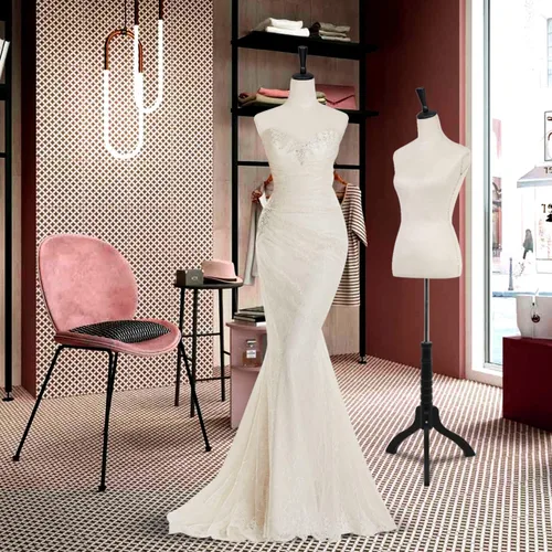 Miniatura 4 de Cuerpo de maniquí para mujer, forma de maniquí, torso de maniquí con soporte para exhibición de 60 a 67 pulgadas, altura ajustable para coser base