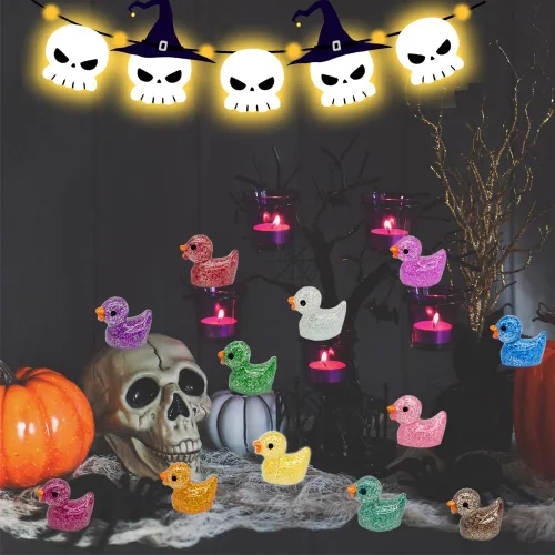 Miniatura 4 de 120 piezas de mini patos de resina con purpurina en miniatura, pequeños patos para bricolaje, jardín, acuario, casa de muñecas, adorno
