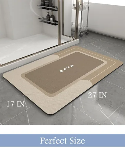 Miniatura 2 de Alfombra de Baño-Alfombra de Baño Antideslizante Súper Absorbente Resistente a Manchas Secado Rápido Delgada Alfombra de Baño-Alfombras de Baño