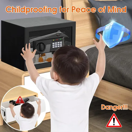 Miniatura 9 de 1.6 pies cúbicos Cajas de seguridad a prueba de fuego para USO DOMÉSTICO, Caja de Seguridad Digital Antirrobo con Teclado Programable y Llaves