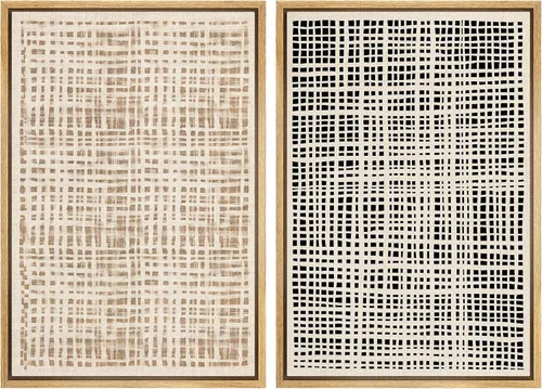 Miniatura 128 de SIGNWIN Lienzo enmarcado para pared, ilustraciones abstractas texturizadas en tonos beige terrosos, arte moderno, decorativo, contemporáneo