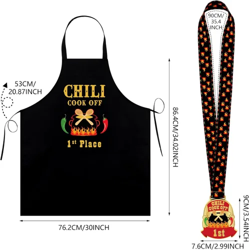 Miniatura 2 de Liitrsh 6 piezas Chili Cook off Delantal Chili Cook off Medallas Premios 1º/2º/3er Lugar para Hombres Mujeres Familiares Amigos, Principalmente oro