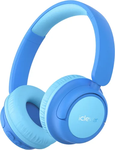iClever BTH22 - Auriculares Bluetooth para niños, tiempo de reproducción de 60 horas, carga rápida USB C, Bluetooth 5.4, cable AUX, volumen seguro