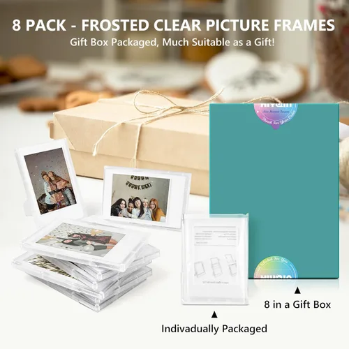 Miniatura 8 de Marcos de Fotos Transparentes Esmerilados de 2x3 - Paquete de 8 Marcos de Fotos Pequeños para Película Fujifilm Instax Mini de 3" - para Instax Mini