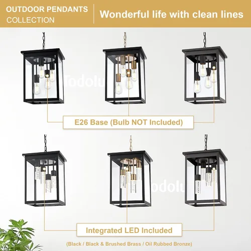 Miniatura 40 de TODOLUZ Lámpara Colgante de Exterior de 3 Luces Negra, Linterna Colgante Exterior Ajustable Luz de Porche