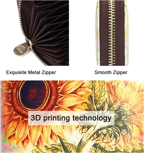 Miniatura 4 de APHISON - Tarjetero con protección RFID, carteras , funda para tarjetas de cuero con cremallera para mujerniñacaja regalo