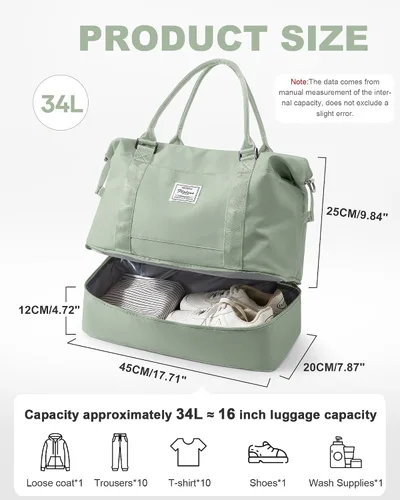 Miniatura 34 de Bolsa de viaje para mujer, bolsa deportiva para gimnasio, H-Negro