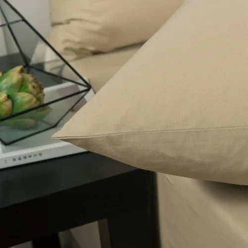 Miniatura 5 de DaDa Bedding - Sábana bajera ajustable de algodón suave con fundas de almohada (3 unidades), color beige