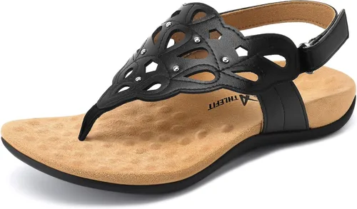Athlefit Sandalias ortopédicas para mujer, sandalias ortopédicas ajustables de verano con soporte de arco