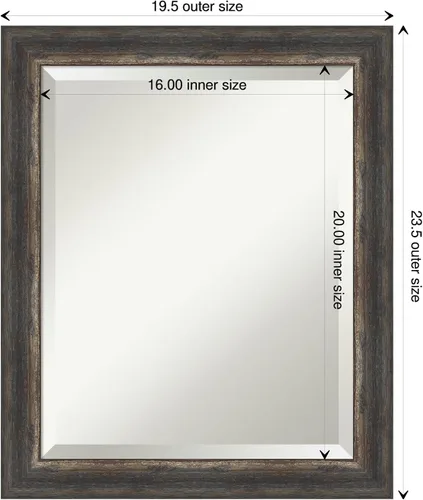 Miniatura 4 de Amanti Art Espejo de baño, espejo de pared estrecho Bark Rustic Char para usar como espejo de tocador de baño sobre el fregadero