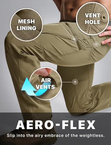 Miniatura 8 de CQR - Pantalones tácticos para hombre Quick Dry, resistentes al agua, pantalones de trabajo ligeros elásticos, para senderismo y actividades al aire