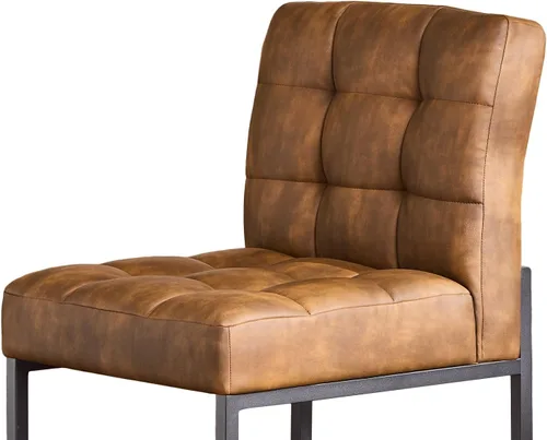 Miniatura 8 de GrandNoor Juego de 4 sillas de comedor de piel sintética color café, sillas de comedor modernas de mediados de siglo sin reposabrazos, silla