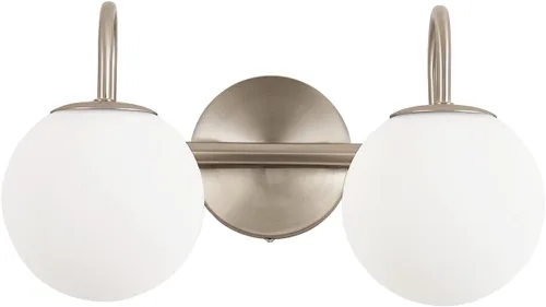 Miniatura 9 de Moderno aplique de pared para dormitorio, latón cepillado, lámpara de pared interior de globo blanco leche, lámpara de pared de vidrio para baño