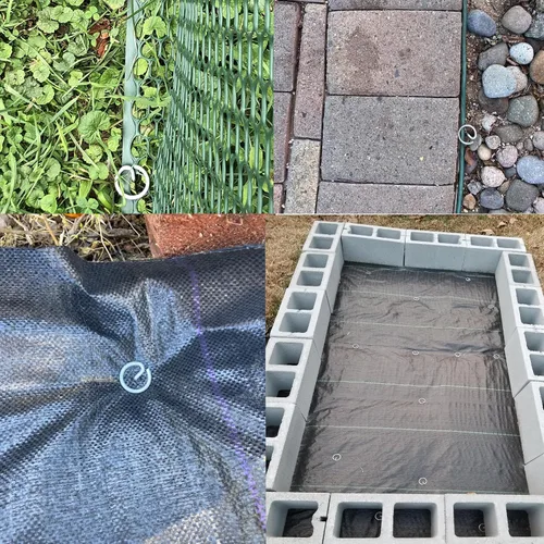 Miniatura 8 de Palmhomee Grapas de jardín galvanizadas antioxidantes para jardín, pasadores circulares para paisaje, cubierta del suelo, estacas de tela