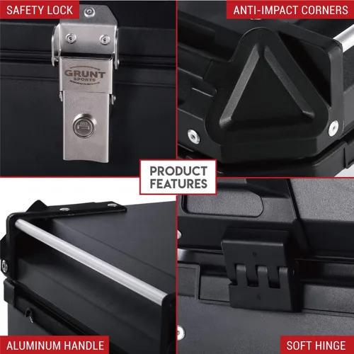 Miniatura 7 de Letusto GRUNT SPORTS - Caja superior trasera de motocicleta de 55 L, baúl de almacenamiento universal para scooter, caja de aluminio impermeable