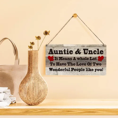 Miniatura 2 de Cartel familiar de regalo de casa de campo Auntie & Uncle it Means a Whole Lot To Have The Love Placa colgante de madera retro para decoración