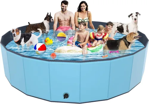 Miniatura 7 de YSJILIDE Piscina plegable para perros, piscina portátil de PVC para mascotas, baño plegable de plástico para perros y niños grandes, medianos y Azul