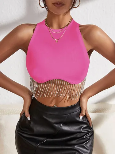 Miniatura 5 de Milumia Camiseta corta sin mangas con cuello redondo y cremallera en la espalda para mujer