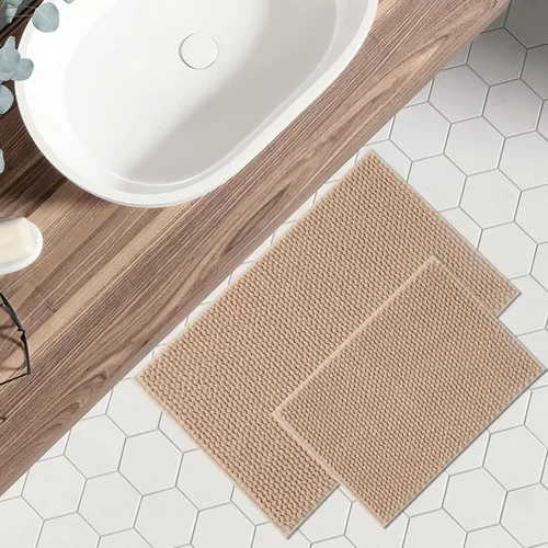 Miniatura 6 de FRESHMINT Juego de alfombras de baño de felpilla - 2 piezas 17 x 24 pulgadas + 20 x 32 pulgadas, alfombras antideslizantes y absorbentes