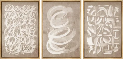Miniatura 29 de SIGNWIN Lienzo enmarcado para pared, juego de arte abstracto de serenidad costera, ilustraciones abstractas junto al mar, arte moderno, decorativo
