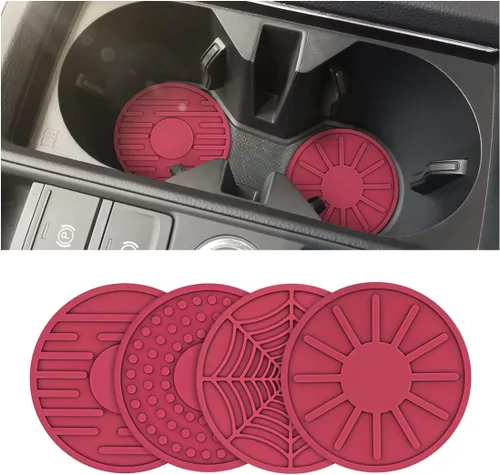 Miniatura 9 de Paquete de 4 posavasos para automóvil para portavasos, 2.68 pulgadas, inserto de copa de silicona antideslizante para automóvil, alfombrillas
