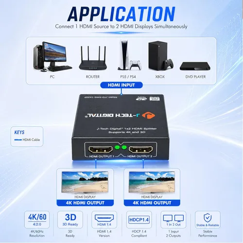 Miniatura 3 de J-Tech Digital, divisor de potencia, versión 1.3 certificado con Deep Color y HD Audio