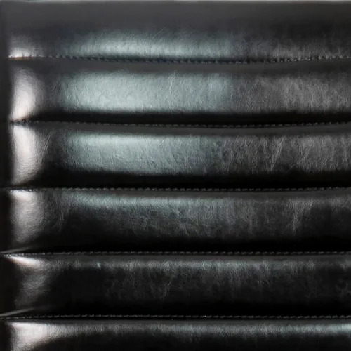Miniatura 11 de Flash Furniture - Silla de oficina, vinilo negro, estructura negra, sin reposabrazos, asiento y respaldo acanalados, diseño de respaldo bajo