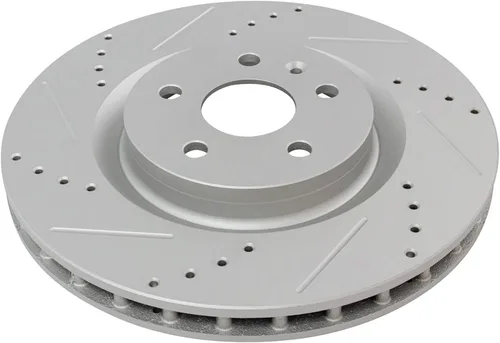 Miniatura 3 de TRQ Juego de rotores de freno delanteros de alto rendimiento ventilados premium con recubrimiento G perforados y ranurados compatibles con Buick