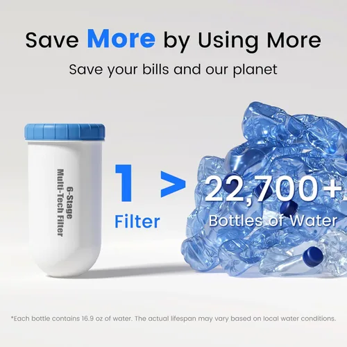 Miniatura 6 de Purewell Sistema de filtro de agua por gravedad de 6 etapas sin PFAS con ventana de nivel de agua de PC, certificado para reducir el plomo, PFAS