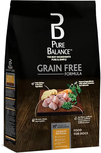 Pure Balance Fórmula sin granos, receta de salmón y guisantes, comida para perros, 4 libras