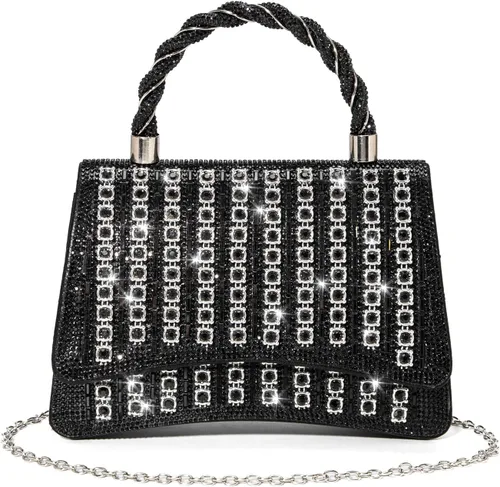 Miniatura 10 de Bolso de mano con strass para mujer, bandolera brillante y bolsos para boda, fiesta, noche, bolso cruzado