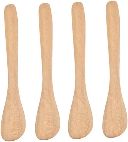 Miniatura 9 de Homoyoyo 4 piezas de espátula volteadora de mantequilla de madera, espátula de glaseado para mezclar, espátula vintage para tarro de mantequilla