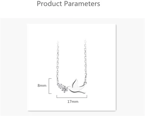 Miniatura 6 de Collar con dije de cristal de pájaro de paloma, de plata de ley para mujeres y niñas, collar de cadena con dije de golondrina de hammingbir