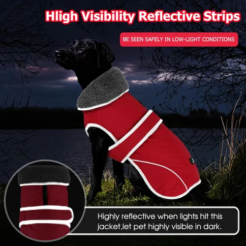 Miniatura 6 de Dogcheer Abrigo para Perro, Chaqueta Impermeable para Perro Abrigo de Invierno Reflectante para Mascotas con Gancho y Velcro Ajustable, Chaqueta