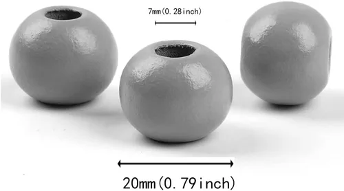 Miniatura 2 de 50 cuentas grandes de madera redondas naturales de 0.78 pulgadas (0.787 in), cuentas sueltas, para guirnaldas hechas a mano, decoración del hogar