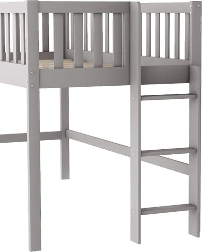 Miniatura 6 de Cama alta individual con tobogán, marco de cama loft de madera con escalera, cama baja tamaño individual, no necesita somier, gris