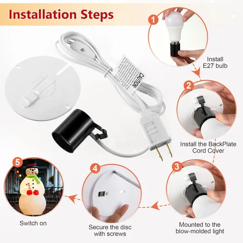 Miniatura 4 de Meonum Kit de Luz de Repuesto para Molde Soplado, Kit de Cable de Luz Individual E27 E26 con Interruptor Fusible Enchufe, para Decoraciones de Casa