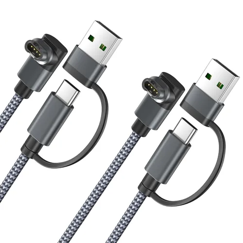 Miniatura 13 de Itramax Cable de carga USB C 2 en 1 para Garmin Watch de 4 pies, cable de alimentación de carga USB para Garmin Fenix 8 E 7 7X 7S 6 Solar