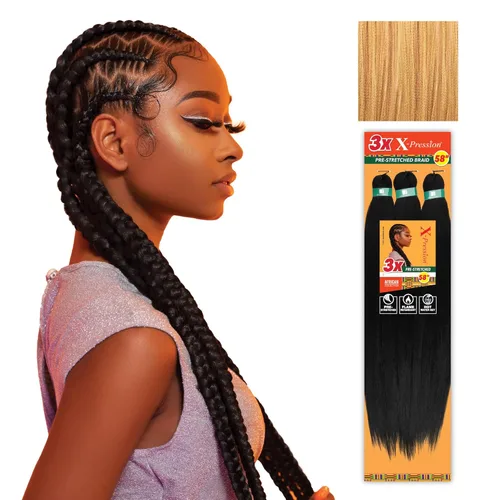 Miniatura 62 de Sensationnel X-Pression - Trenzas prestiradas, 3 unidades, 58 pulgadas, paquete de 1 unidad, 1B